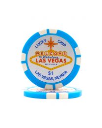 Welcome to Las Vegas $1 Dollar Light Blue Magnetic Poker Chip